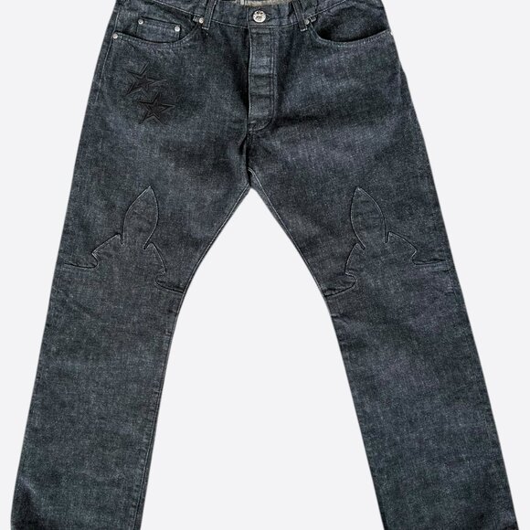 Chrome Hearts Grey & Black Star Patch Jeans - Picture 1 of 7